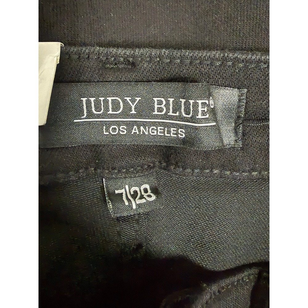 Judy Blue New Black Flare Jeans Whimsigoth High Rise Raw Hem 28 Indie Boho - Picture 8 of 11